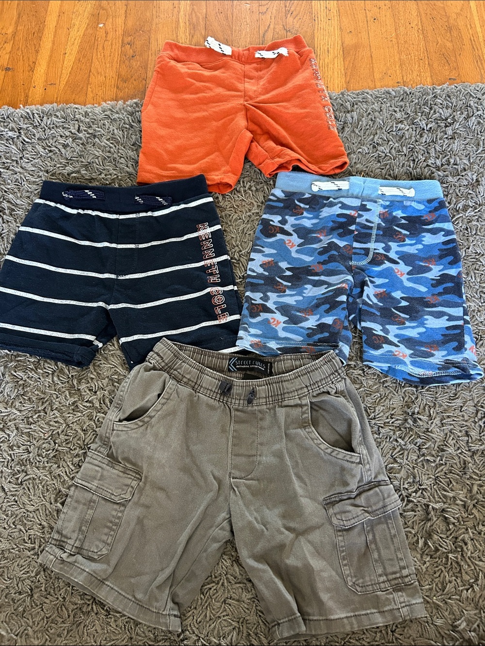 Kenneth Cole Kids Shorts Bundle - Orange, Navy Stripe, Blue Camo, Olive Size 6
